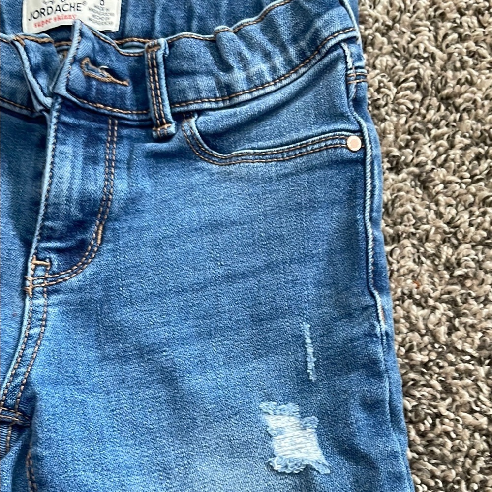 Jordache Kids Super Skinny Blue Distressed Jeans - Picture 3 of 8